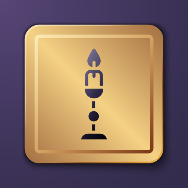 紫色燃烧的蜡烛在烛台图标孤立图片下载