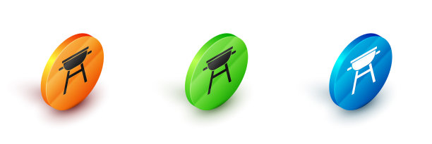 剪纸烧烤架图标孤立在蓝色图片下载