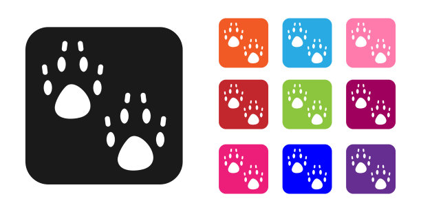 黑色爪印图标孤立在白色背景图片下载