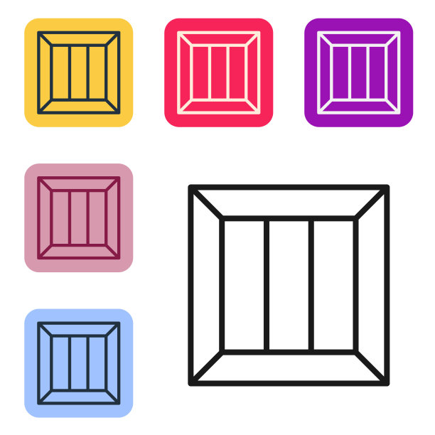 黑线木框图标孤立在白色上图片下载