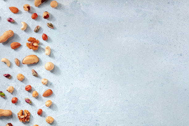 螺母平面布局模式，有足够的复制空间，从顶部拍摄图片下载