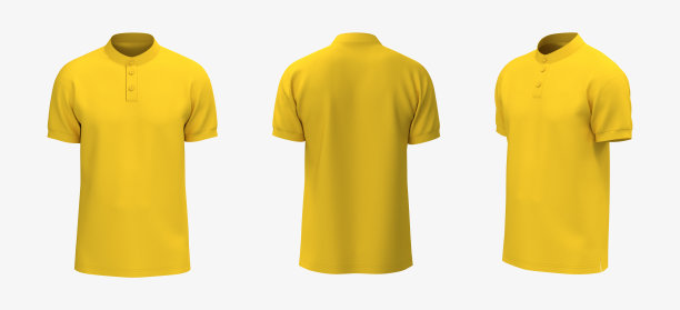 空白普通话领t恤模型在前面，侧面和背面的观点图片下载
