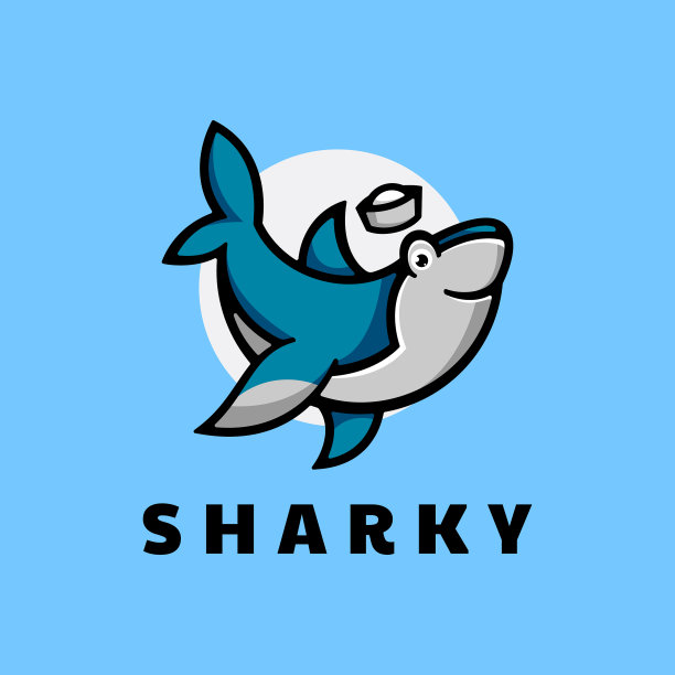 标志鲨鱼简单的吉祥物风格图片下载