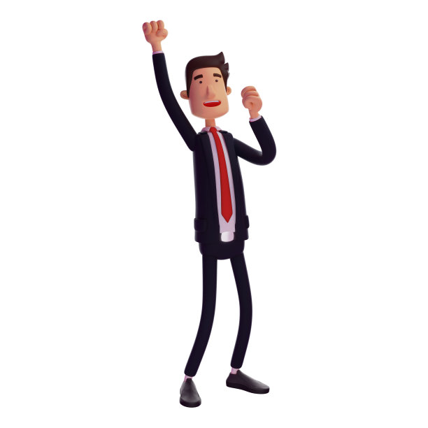3D男性卡通设计手在空中图片下载