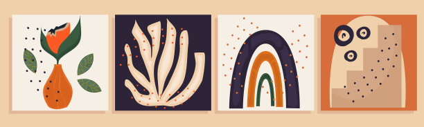 波西米亚封面设计模板在柔和的颜色一套图片下载