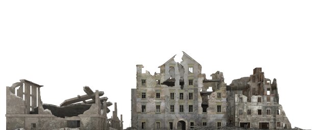 废弃的城市建筑孤立在白色3d插图图片下载