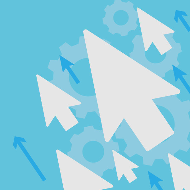 旗帜与齿轮蓝色鼠标箭头图片下载