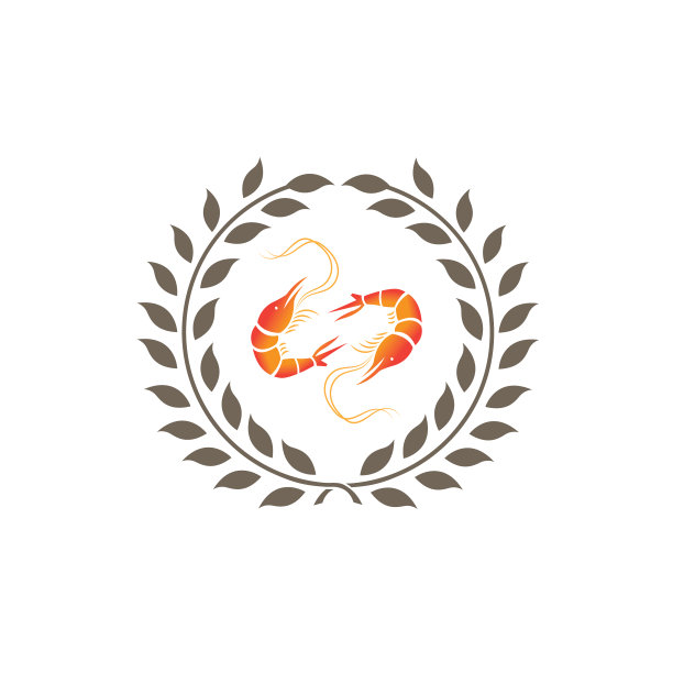 虾标志复古叶设计图片下载