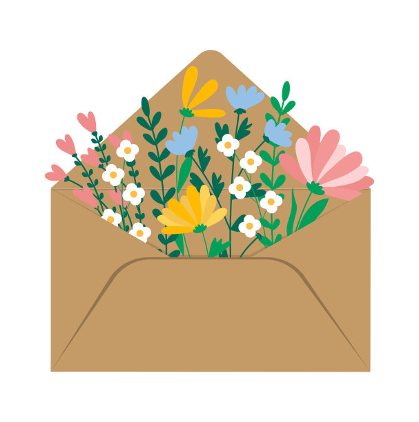 情人节，爱的信封里装着鲜花图片下载