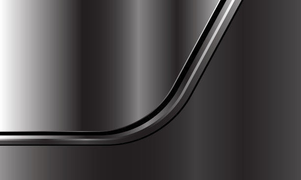 抽象的银黑色线条曲线重叠在深灰色金属设计现代豪华未来主义背景插图。图片下载