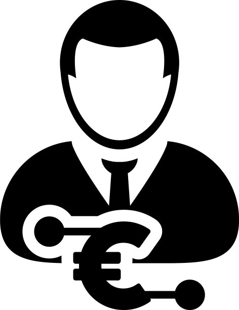 数字货币图标欧元货币符号与男性图片下载