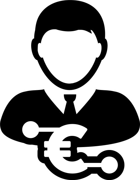 数字货币图标欧元货币符号与男性图片下载