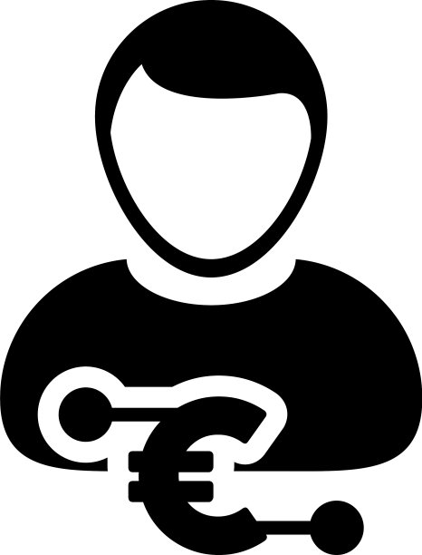 数字欧元货币图标符号与男性用户图片下载