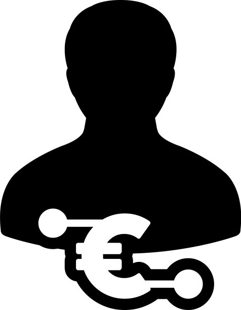 银行图标数字欧元货币与男性用户图片下载