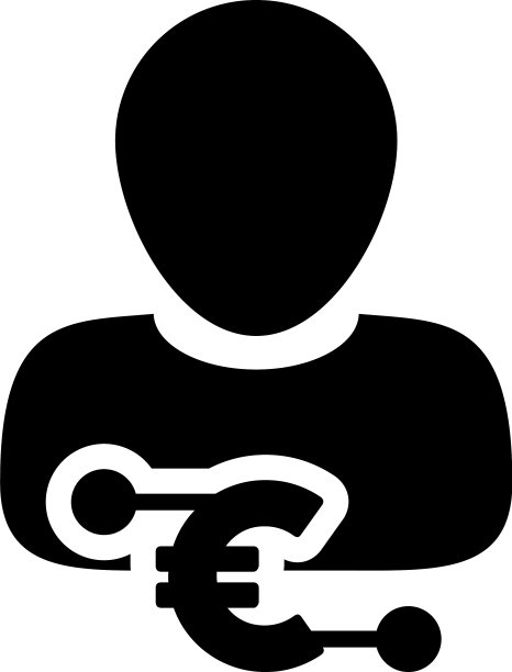 钱包图标数字欧元货币与男性用户图片下载