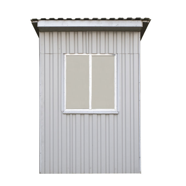 ATM亭或白色背景上的玻璃建筑建筑，用于存放建筑设备和服装的孤立建筑建筑，夏季凉亭，透明玻璃，移动房屋，摊位店图片下载