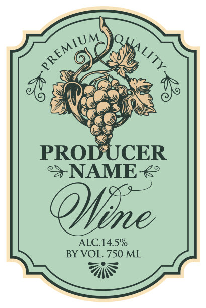 带有手绘葡萄串的酒标图片下载