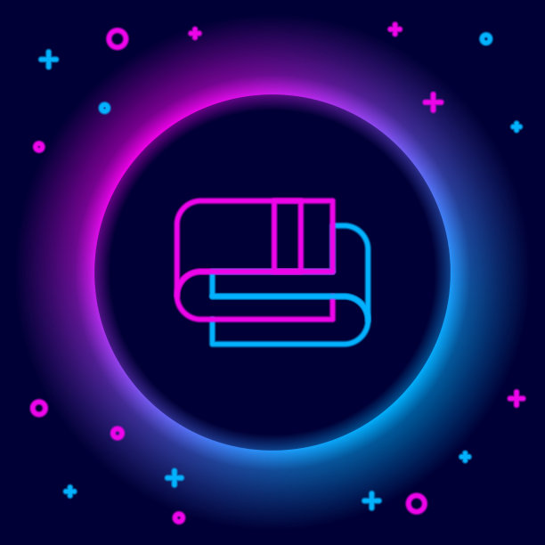 发光的霓虹灯线毛巾堆栈图标隔离图片下载