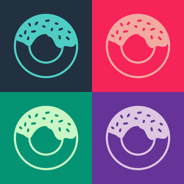 波普艺术甜甜圈与甜釉图标隔离上图片下载