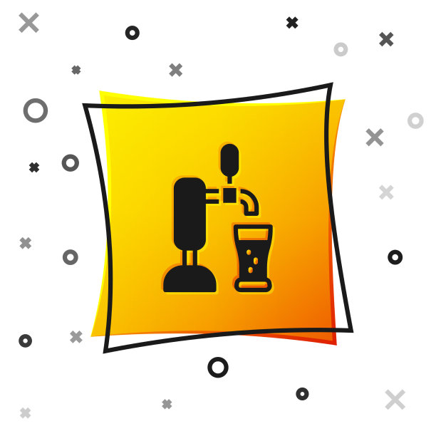 黑啤酒龙头与玻璃图标隔离在白色图片下载