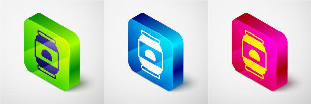 等距啤酒罐图标孤立在灰色图片下载