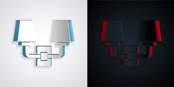 剪纸壁灯或壁灯图标孤立上图片下载