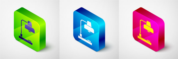 等距台灯图标孤立在灰色图片下载