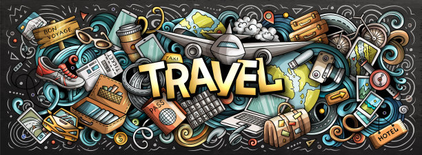 旅行手绘卡通涂鸦插图。设计有趣的假期。图片下载