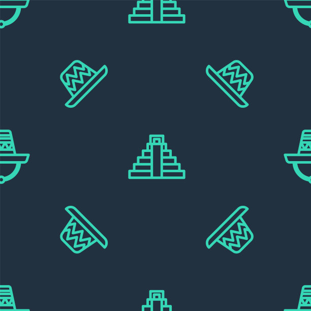 Set line chichen itza在玛雅墨西哥宽边帽图片下载