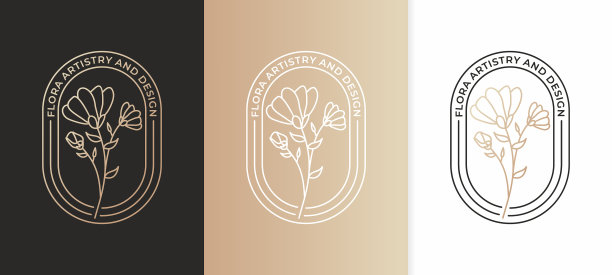 优雅的天然花卉标志设计溢价图片下载
