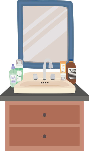 方形镜子和设置护肤图标上图片下载