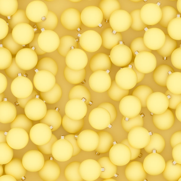 无缝图案的黄色圣诞球图片下载