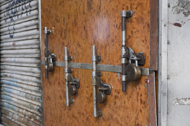 城市商店的锁系统视图。图片下载