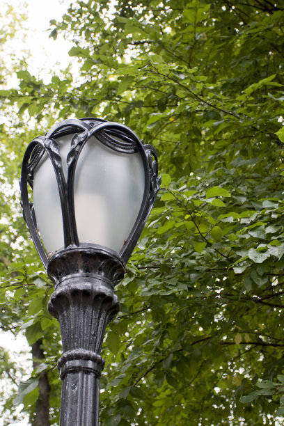在纽约市一个受欢迎的公园里的一根灯柱。图片下载