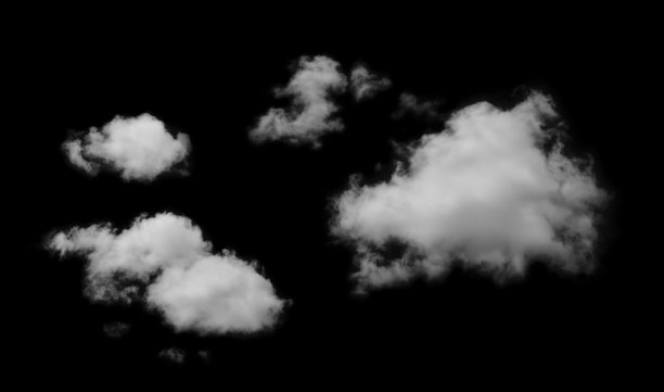 白色积云孤立于黑色之上。图片下载