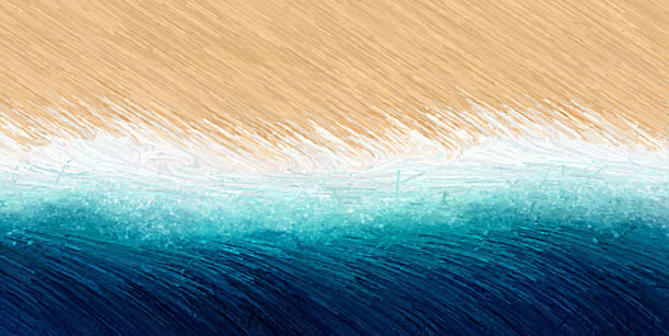 美丽的抽象背景，插图的混合三种颜色的蓝色，白色和米色。大刷。图片下载