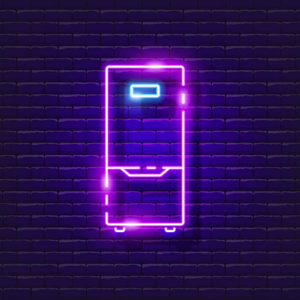 冰箱霓虹灯。矢量插图设计。厨房的家用电器。发光的冰箱隔间图标。烹饪概念。图片下载