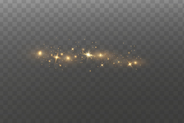 圣诞灯的效果。闪闪发光的神奇尘埃颗粒。尘埃发出火花，金色的星星发出特殊的光芒。图片下载