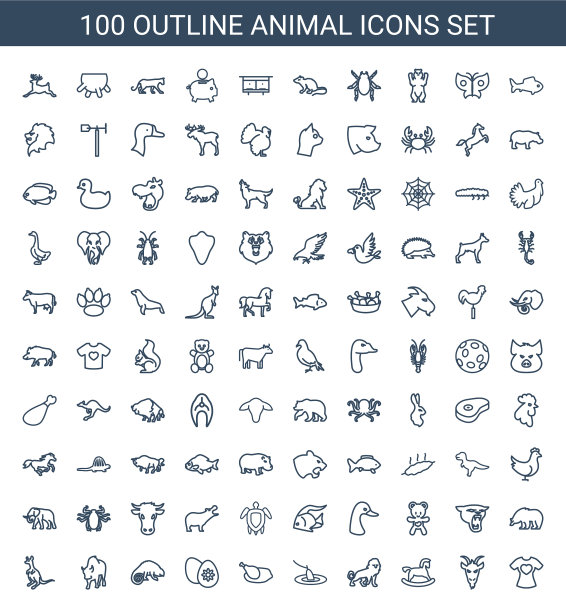 100年动物图标图片下载