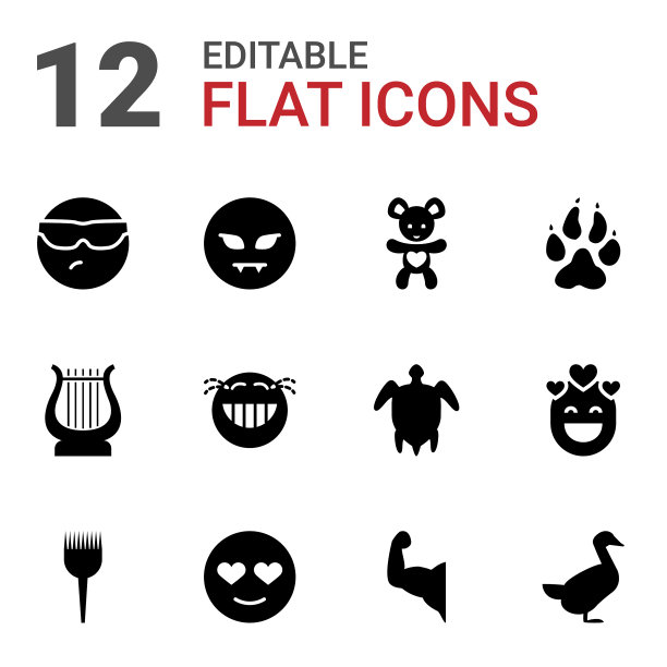 12个卡通图标图片下载