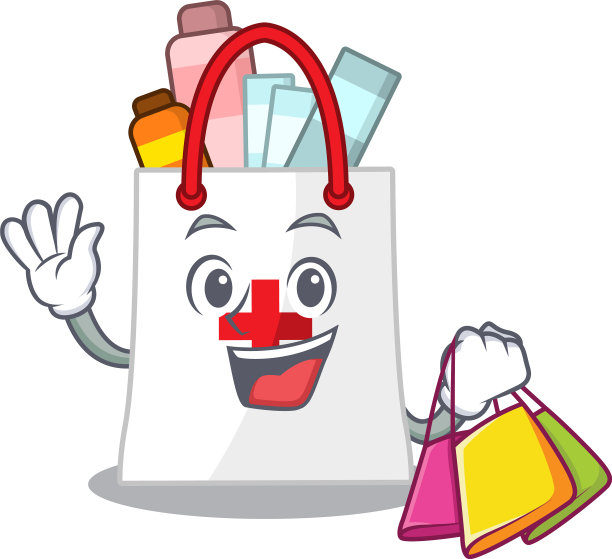 富有的药品购物袋卡通人物图片下载