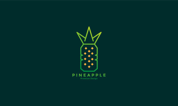 几何线条艺术多彩的菠萝标志图片下载