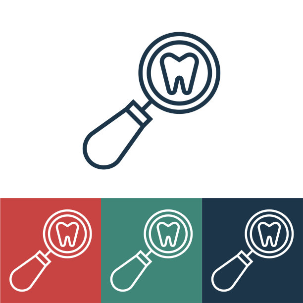 线性矢量图标与牙齿检查图片下载