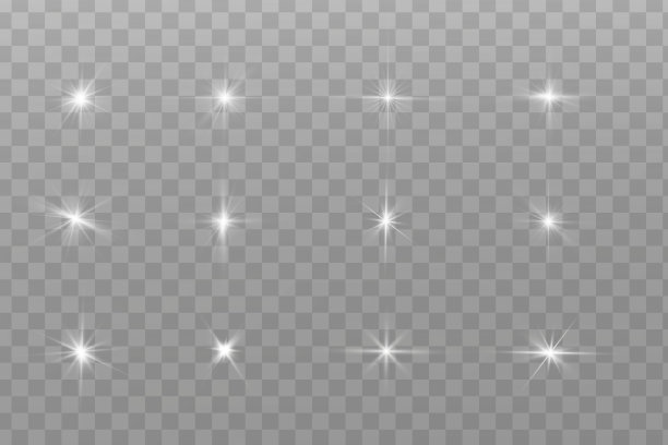 光的效果。明亮的恒星。光在透明的背景上爆炸。明亮的太阳图片下载