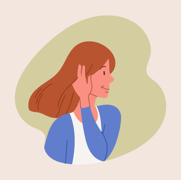 快乐开朗的女性角色正在梳她的棕色头发图片下载