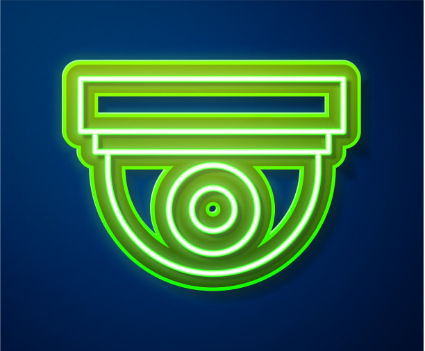 霓虹灯线安全摄像头图标隔离图片下载
