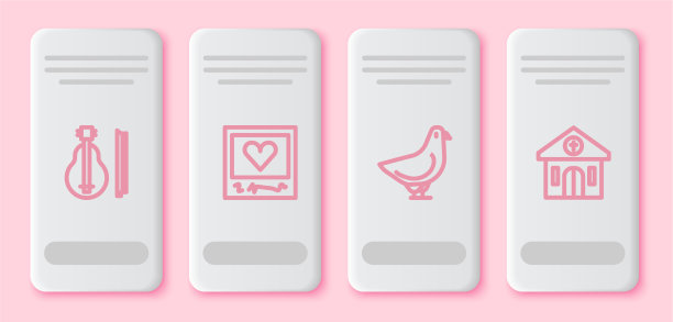 设线小提琴相框和爱心鸽子相框图片下载