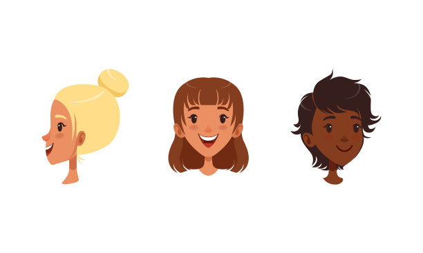 可爱的头少女在不同的观点集图片下载