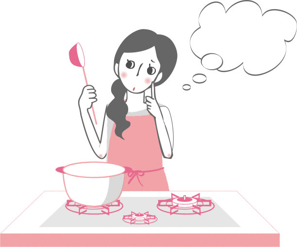 在煤气炉上做饭时穿着围裙的妇女。图片下载