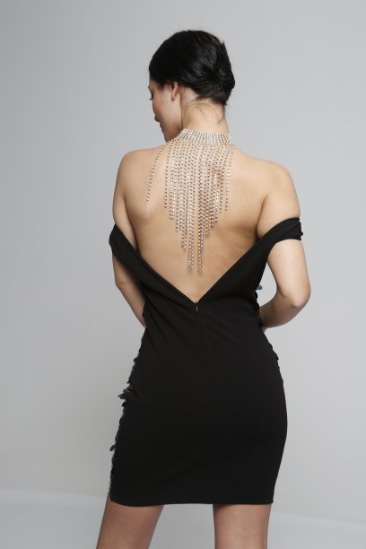 低胸的背面照片，年轻美丽的女人前面的白色背景。图片下载